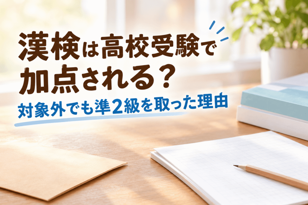 漢検は高校受験で加点される？対象外でも準2級を取った理由（机の上のノートと鉛筆）