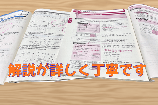 数学の予想問題を解いたページと、詳しく丁寧な解説のページ